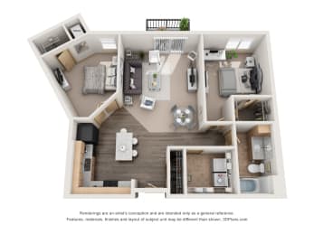 937 sq.ft. One Bed One Bath