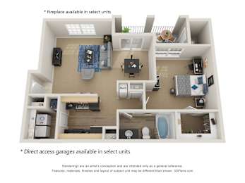 Preserve at Mobbly Bay, A2 layout, 898 square foot one bedroom, one bathroom