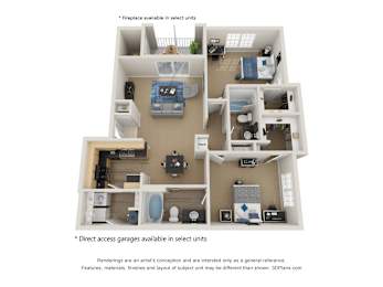 Preserve at Mobbly Bay, B2 layout, 1,158 square foot two bedroom, two bathroom