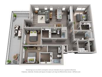 Pearl Floor Plan at CityWay, Indianapolis, IN, 46204