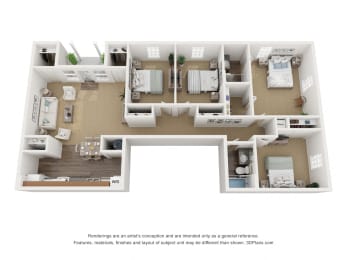 4 bed 2 bath Pineapple Floor Plan at The Groves at Wimauma, Florida