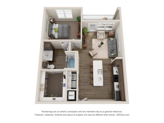 Floor Plan  One Bedroom Apartment with Patio Balcony in CO 80924