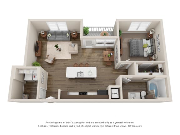 Floor Plan  1 Bedroom Apartment in Colorado Near I-25