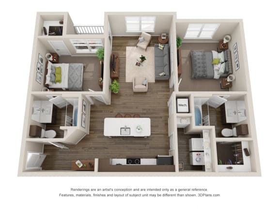 Floor Plan  2 Bedroom Luxury Apartment Rental Colorado Springs