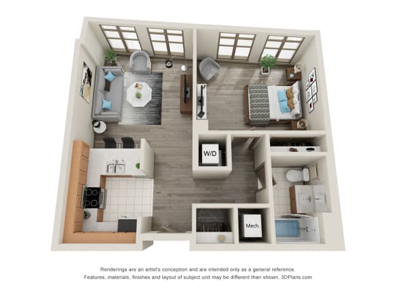 Floor Plan  1 Bedroom 1 Bath