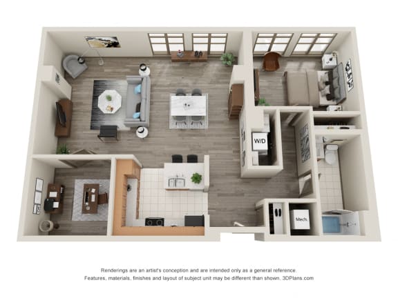 Floor Plan  1 Bedroom with Den