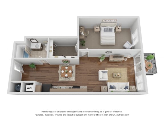 Floor Plan  A2 One Bedroom / One Bath