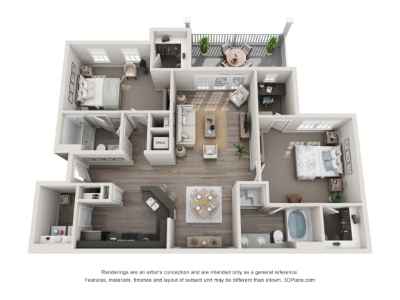 Floor Plan  1311 Sq Ft Dixon Floor Plan at Greystone Pointe, Knoxville, TN, 37932