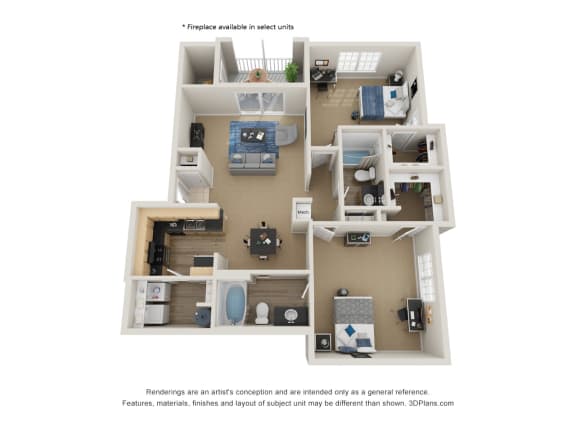 Floor Plan  Preserve at Mobbly Bay, B4R layout, 1,206 square foot two bedroom, two bathroom