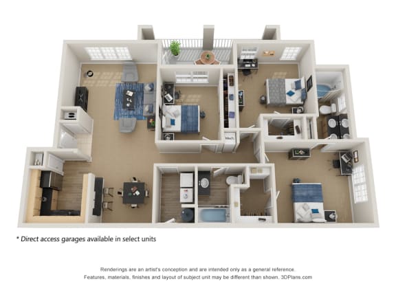 Floor Plan  Preserve at Mobbly Bay, C1R layout, 1,472 square foot three bedroom, two bathroom