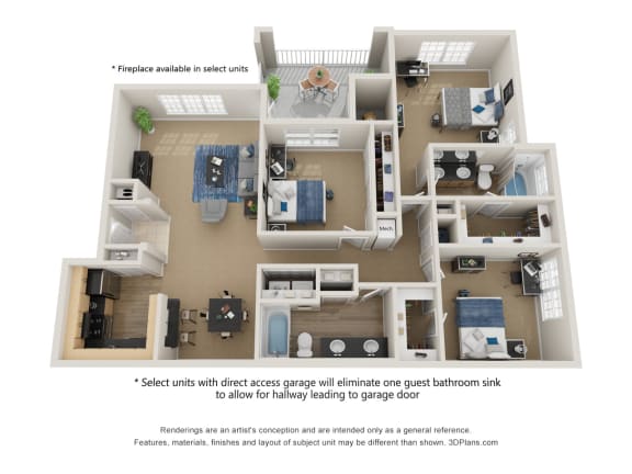 Floor Plan  Preserve at Mobbly Bay, C2R layout, 1,520 square foot three bedroom, two bathroom
