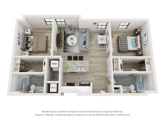 The Hanover Floor Plan at Circ Apartments in Richmond, VA 23220