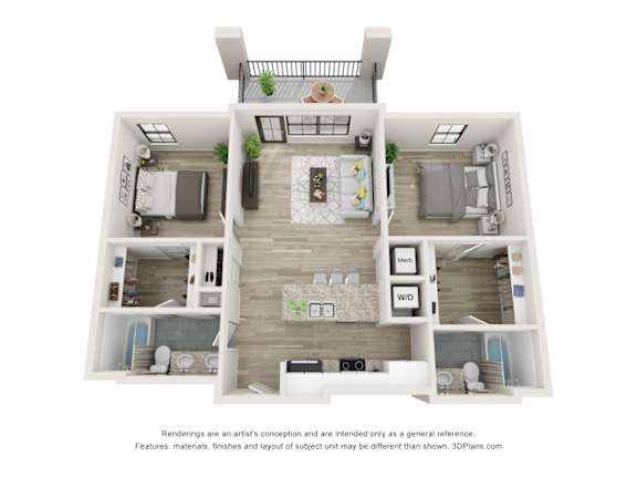 The Monument Floor Plan at Circ Apartments in Richmond, VA 23220