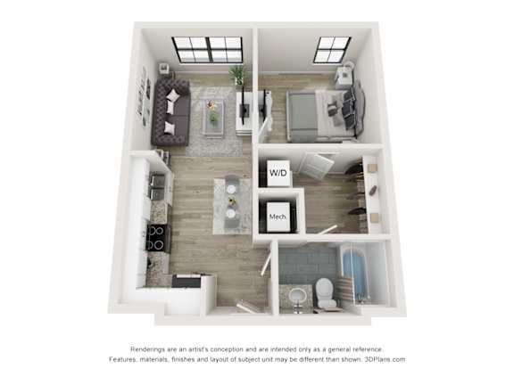 The Grace Floor Plan at Circ Apartments in Richmond, VA 23220
