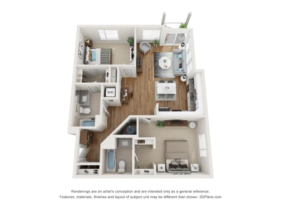 bedroom floor plan | apartments in pittsburgh pa | the alden at East 51 At Rocketts Landing, Richmond, 23231