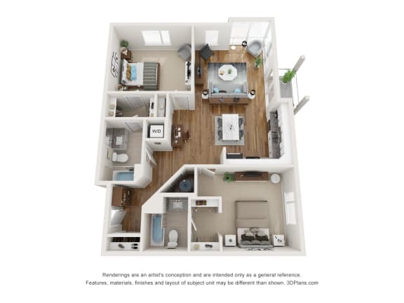 bedroom floor plan | apartments in pittsburgh pa | the alden at East 51 At Rocketts Landing, Richmond, 23231