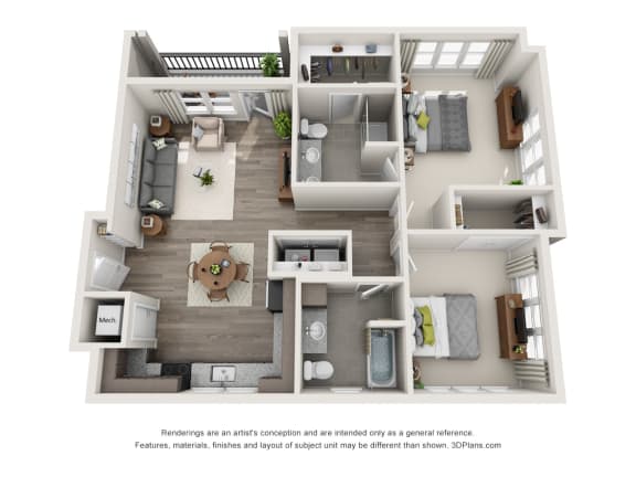 The Bolton Floor Plan at Beckett Farms Apartments, PRG Real Estate Management, Fort Mill