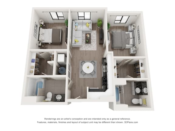 B2 Floor Plan at The Constellation Apartments, PRG Real Estate, Hampton