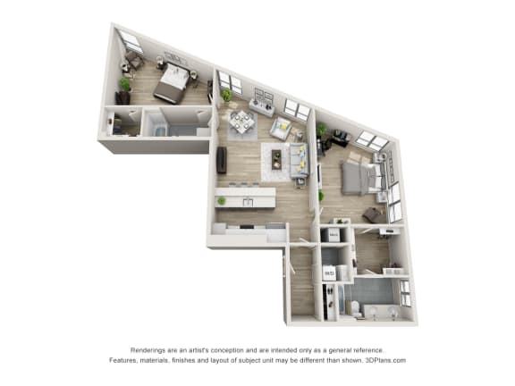 The Monroe Floor Plan at an Art Museum at The Locks Tower in Richmond, Virginia