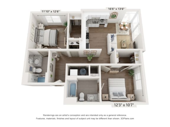 The Bowline Floor Plan at The Point on 38th, Norfolk