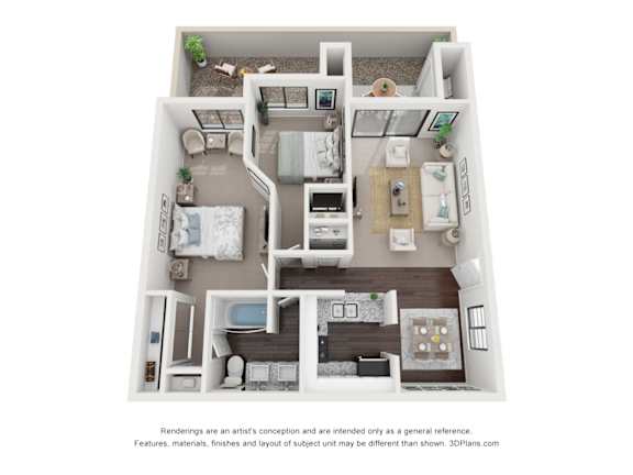 Courtside Floor Plan at Vaseo Apartments, Phoenix, AZ, 85022