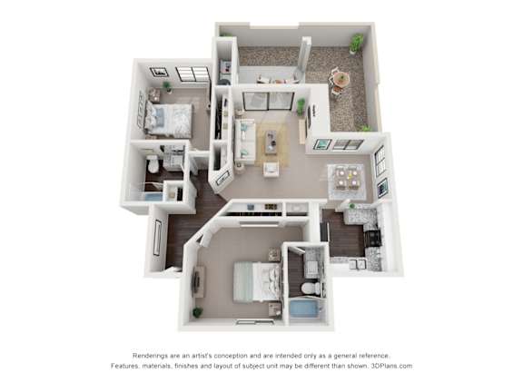 Gardenview II Floor Plan at Vaseo Apartments, Phoenix, AZ, 85022