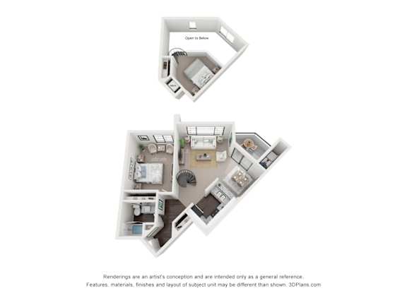 Lookout Loft Floor Plan at Vaseo Apartments, Phoenix