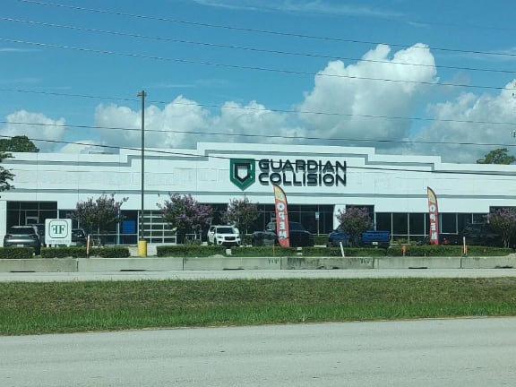 a large building with a sign that reads