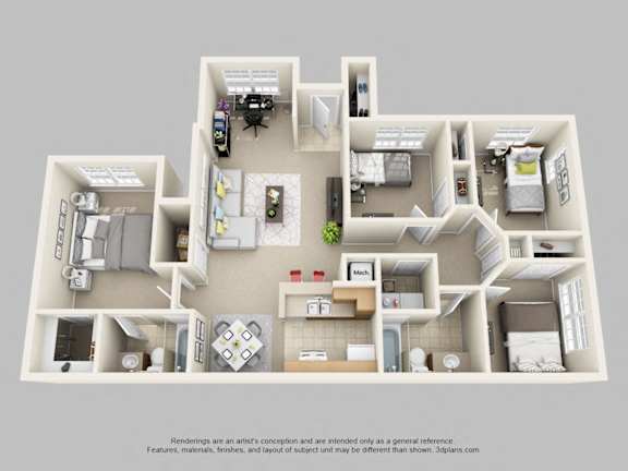 4Bed 2Bath Floor Plan at Academy on Eastern Lake, Orlando