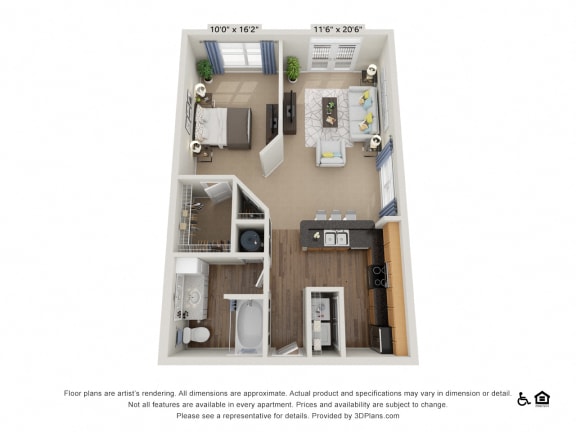 A1 Studio 1Bath Floor Plan