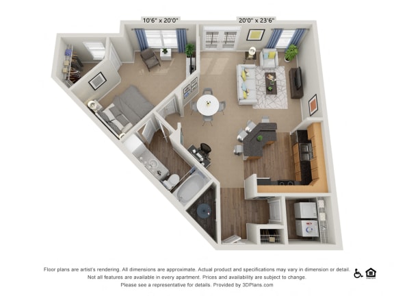 B11 1 Bed 1 Bath Floor Plan