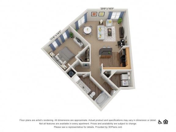 B6 1 Bed 1 Bath Floor Plan