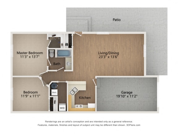 Floor Plan One Story Townhome