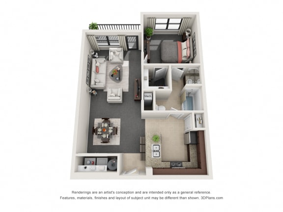 Floor Plan  1 Bedroom 1 Bath