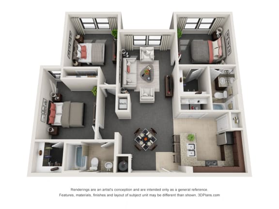 Floor Plan  Three Bedroom Two Bath