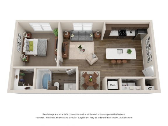 Floor Plan  1 Bedroom Apartments For Rent in Colorado Springs CO 80924