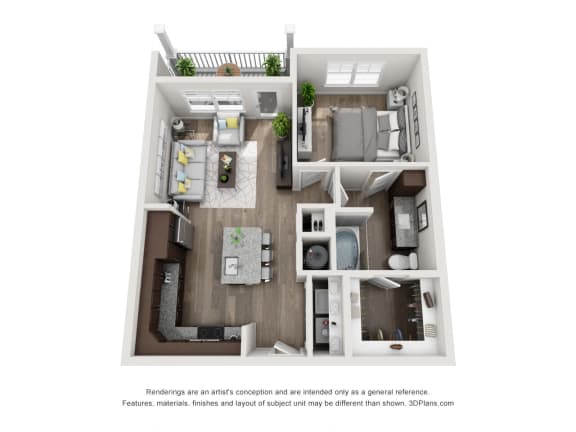 1 Bed 1 Bath, 688 Sq.Ft . Floor Plan A1A  at The Luminary at 95, West Melbourne, FL, 32904