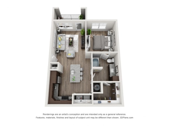 1 Bedroom 1 Bathroom, 720 Sq.Ft. Floor Plan A2A at The Luminary at 95, West Melbourne, FL