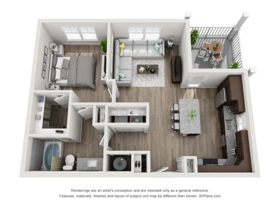 One Bed One Bath, 771 Sq.Ft. Floor Plan A3A at The Luminary at 95, West Melbourne, 32904