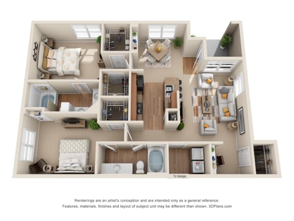 The Gruene B5 Floor Plan The Gruene B5 Floor Plan at The Canyons Apartments, Fort Worth, 76116