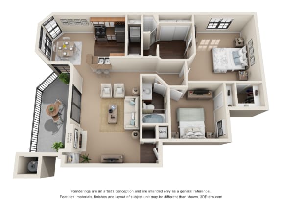 Comal Floor Plan Comal Floor Plan at Waters Edge Apartment Homes, Georgetown, TX