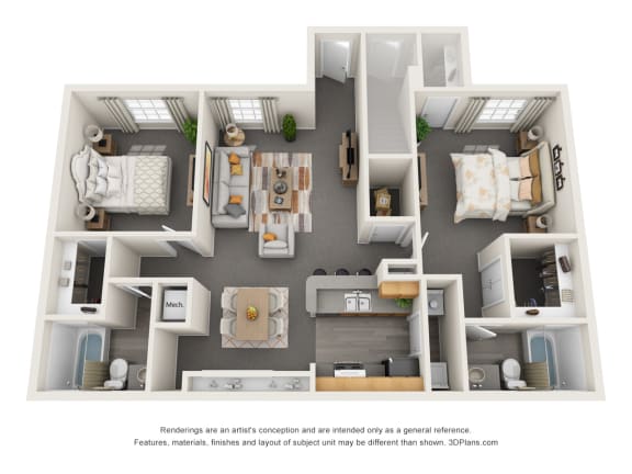 Floor Plan  Two Bedroom Two Bath Floor Plan