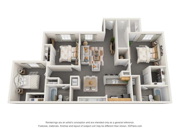 3 bed 2 bath floor plan