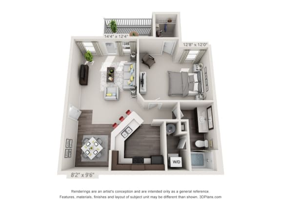 The Banks at Rivergate One Bedroom One Bathroom Floor Plan