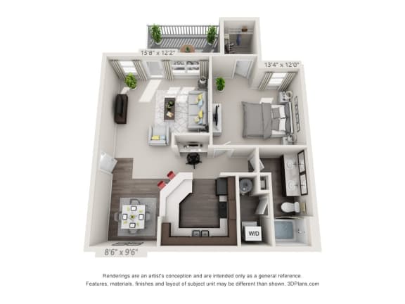 The Banks at Rivergate One Bedroom One Bathroom Floor Plan