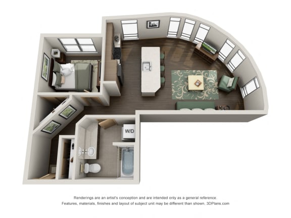 Floor Plan  Traditional 1bd 1ba Floor Plan at Link, Seattle, WA, 98126