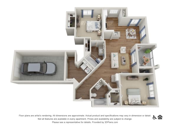 B2H 2 Bedrooms 2 Bathrooms with garageat Amerige Pointe Apartments, Fullerton, CA