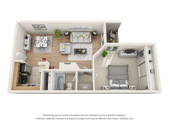1 Bed 1 Bath  Regency Floor Plan 742 Sq.Ft. at La Vista Terrace, California, 90046