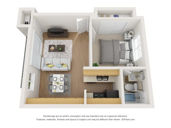 Floor Plan  1 bed 1 bath Floor Plan E 414 Sq.Ft. at Superior Place, Northridge