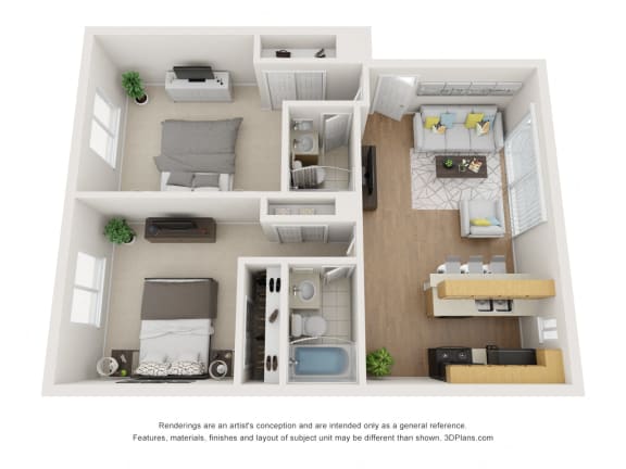 2 bed 2 bath Floor Plan B 2 bed 2 bath Floor Plan B 757 Sq.Ft. at Superior Place, Northridge, 91325